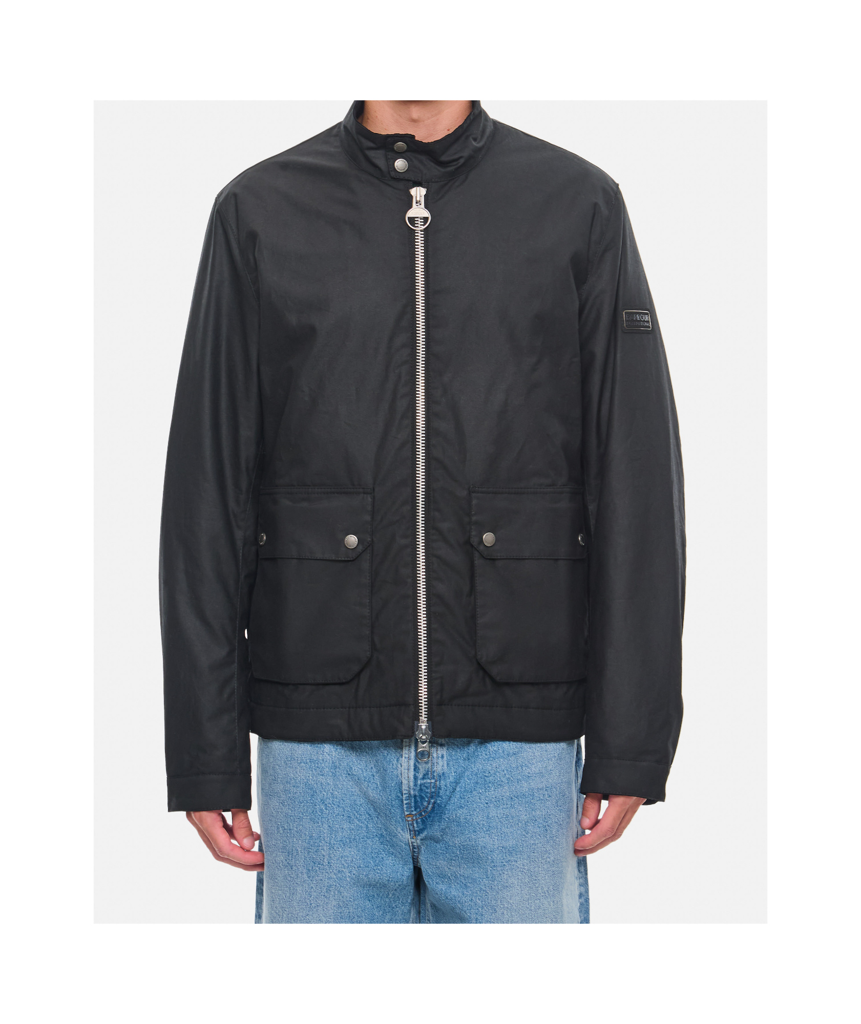 Shop Barbour Lutlaw Harrington Jacket In Blue