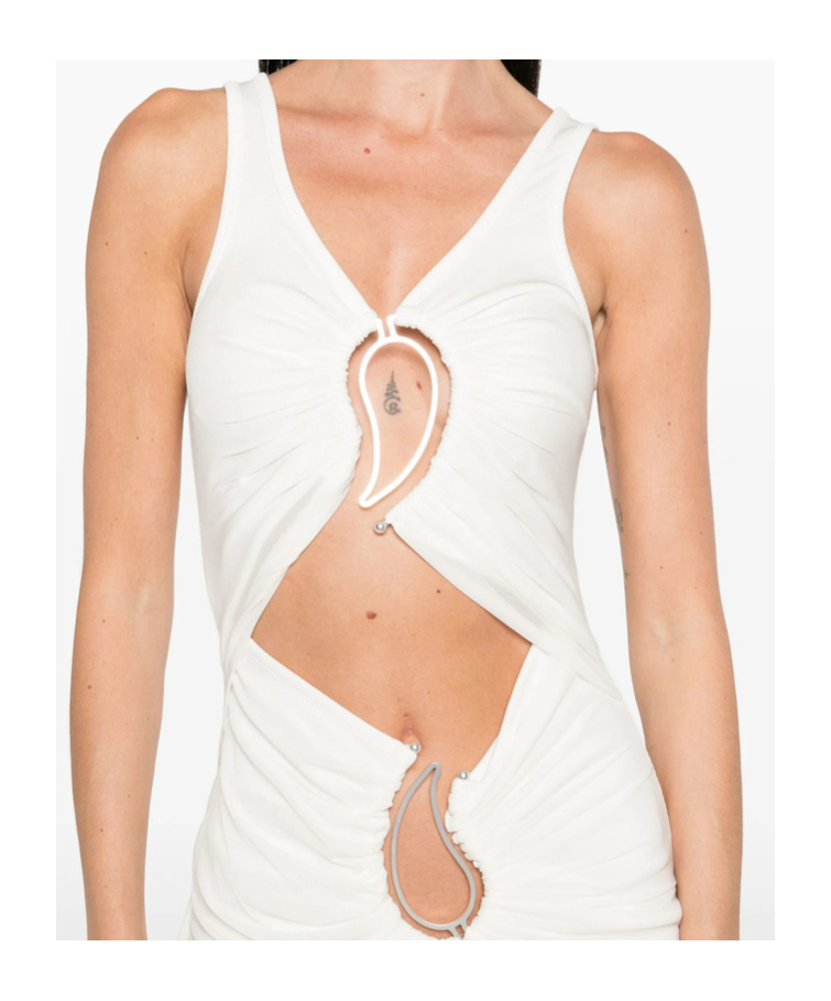 Christopher Esber Cut-out Gathered Dress In White