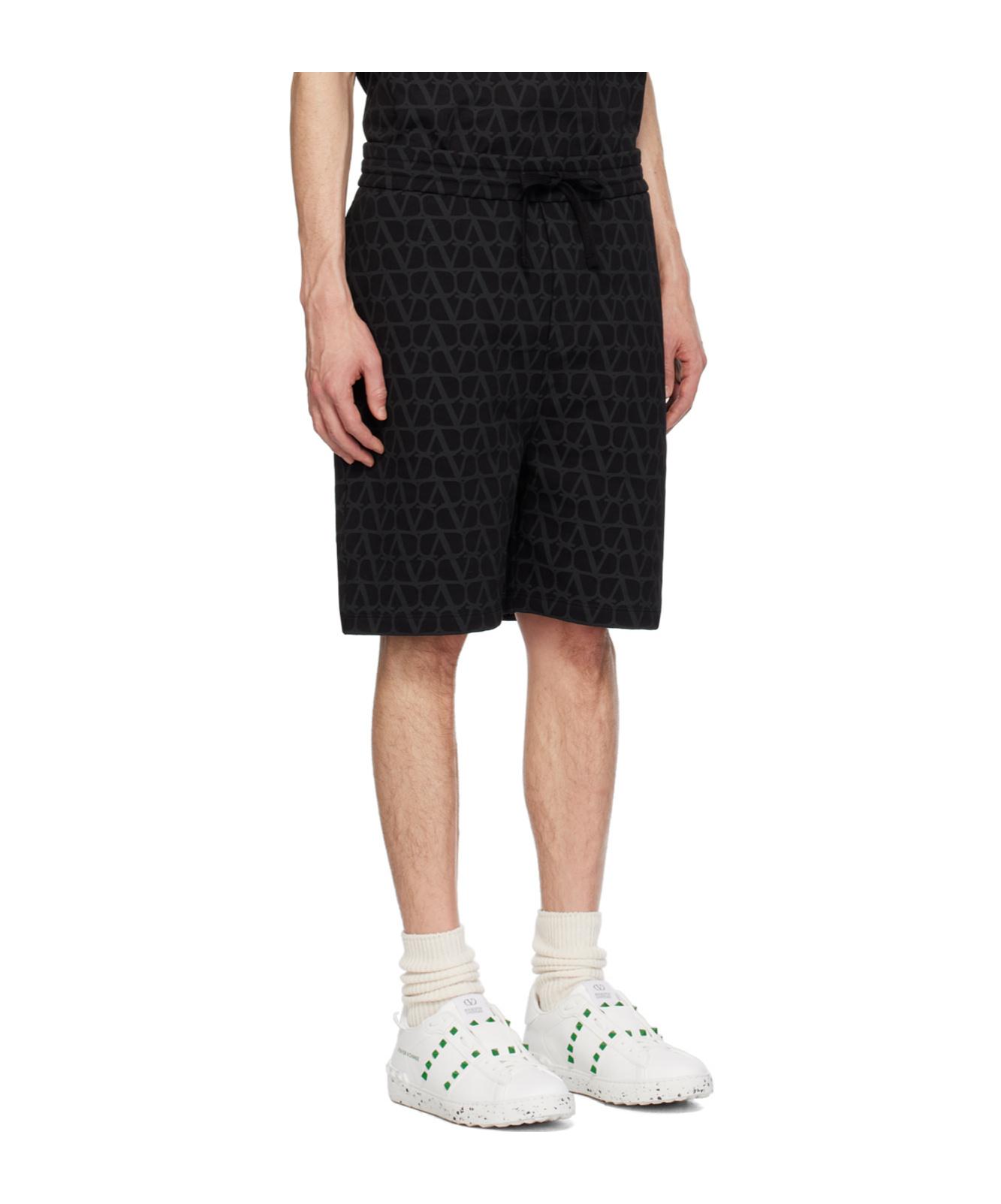 Valentino Toile Iconographe Cotton Bermuda Shorts In Black