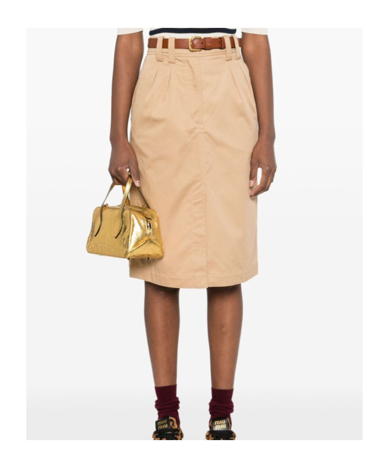 Apc Poplin Cotton Skirt Front Slit In Nude