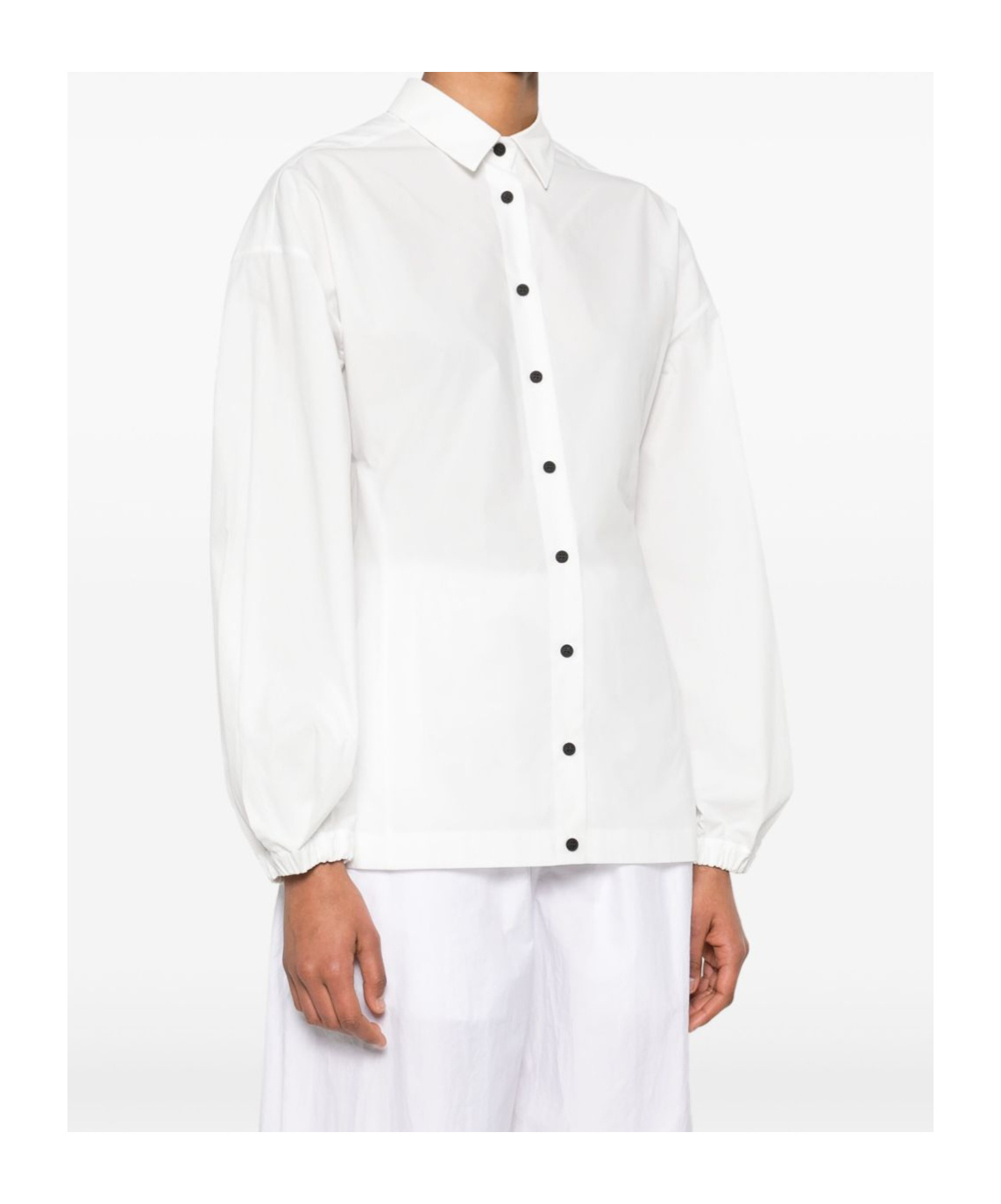 Moncler White Cotton Shirt With Contrast Front Buttons In White