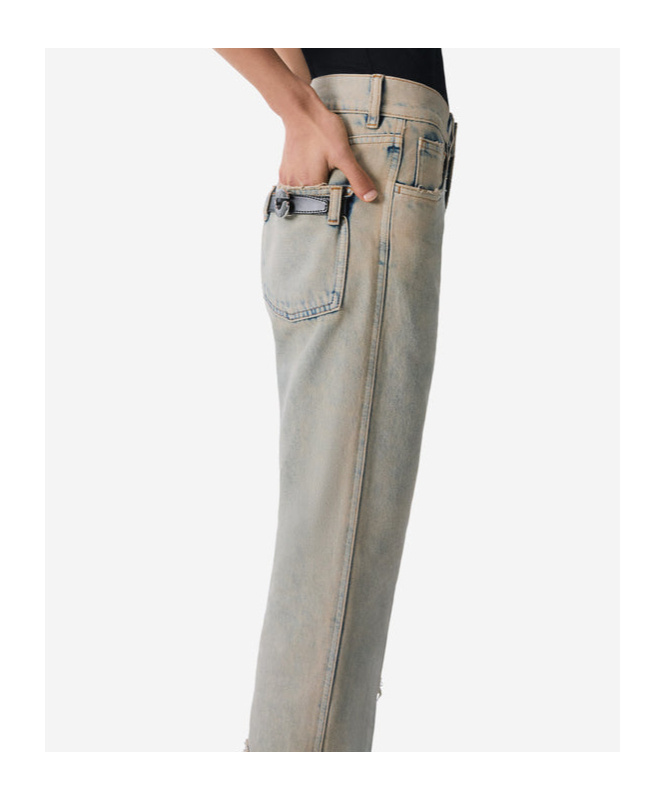 Coperni Boyfriend Jeans In Unique Greige Cotton Denim In Blue