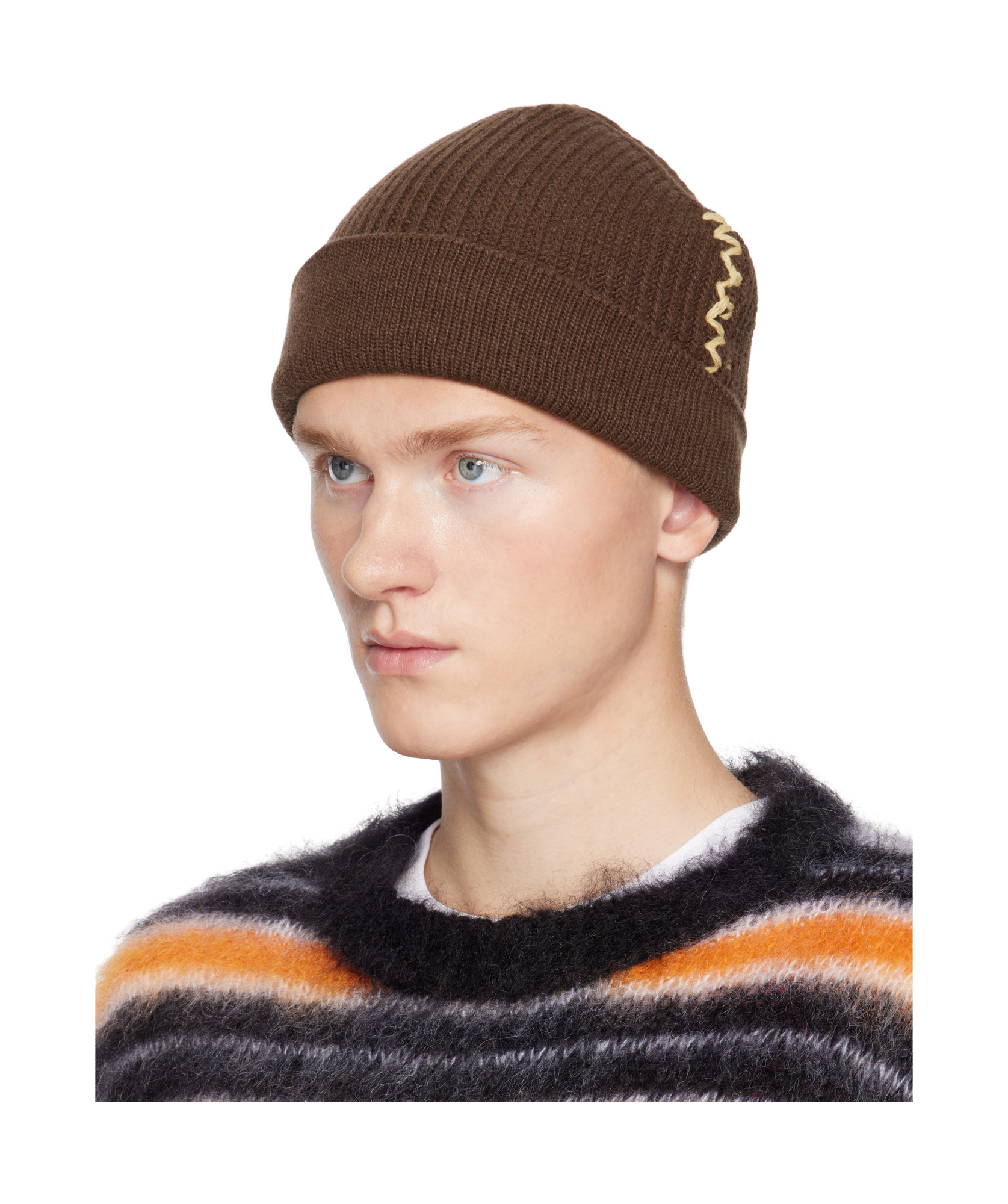 Marni Virgin Wool Beanie Hat In Brown