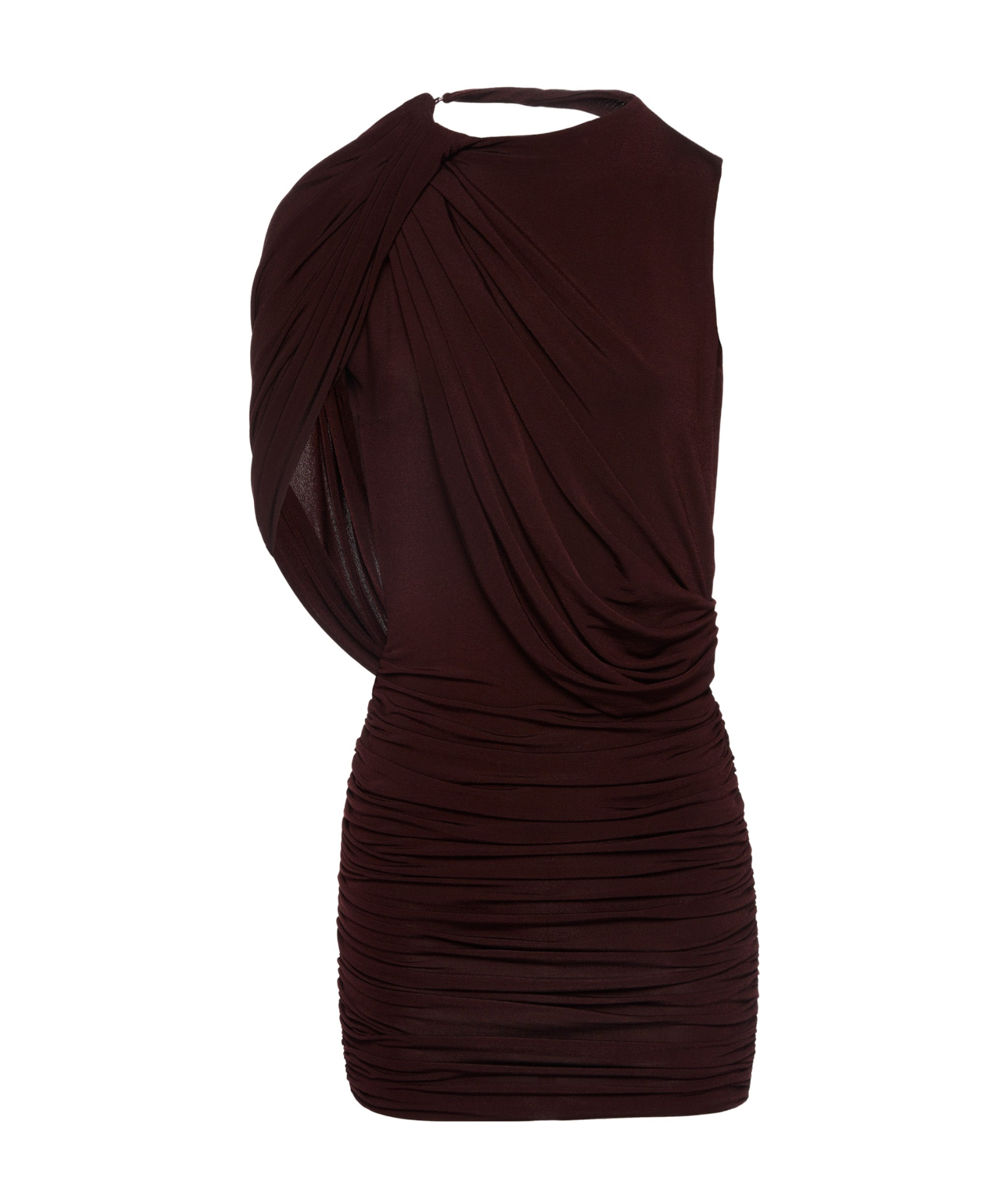 Magda Butrym Asymmetrical Draped Mini Dress Bordeaux In Brown
