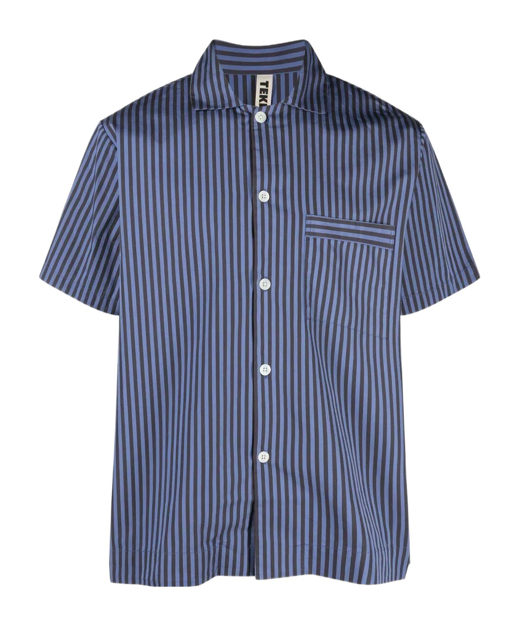 Tekla Pajama Short-sleeved Shirt In Blue