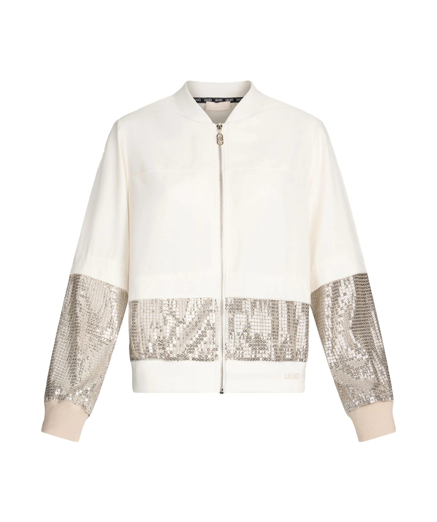Liu •jo Liu Jo White And Gray Jacket With Sequined Sleeves In White