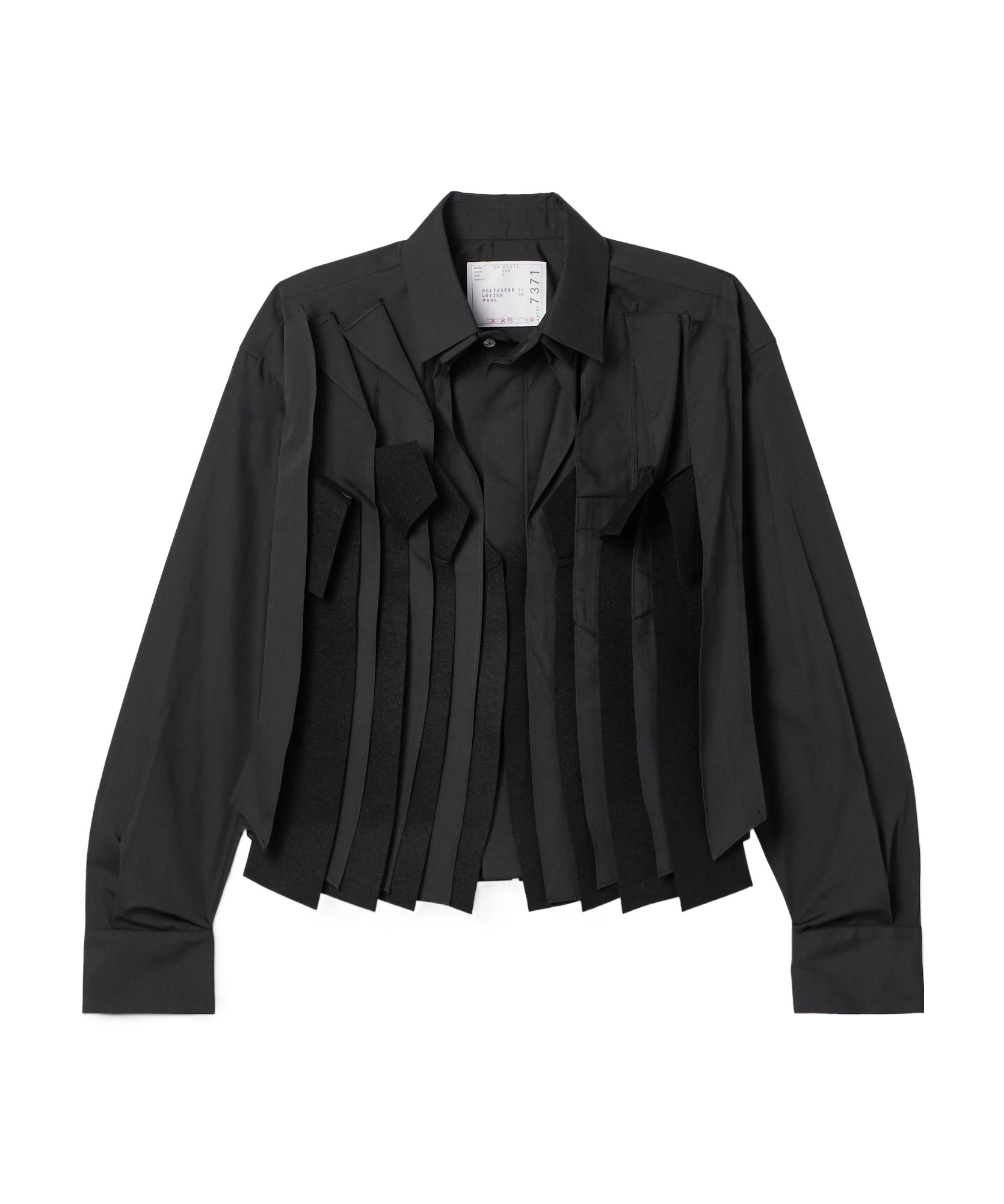 Sacai Pleated Long-sleeved Shirt In Black