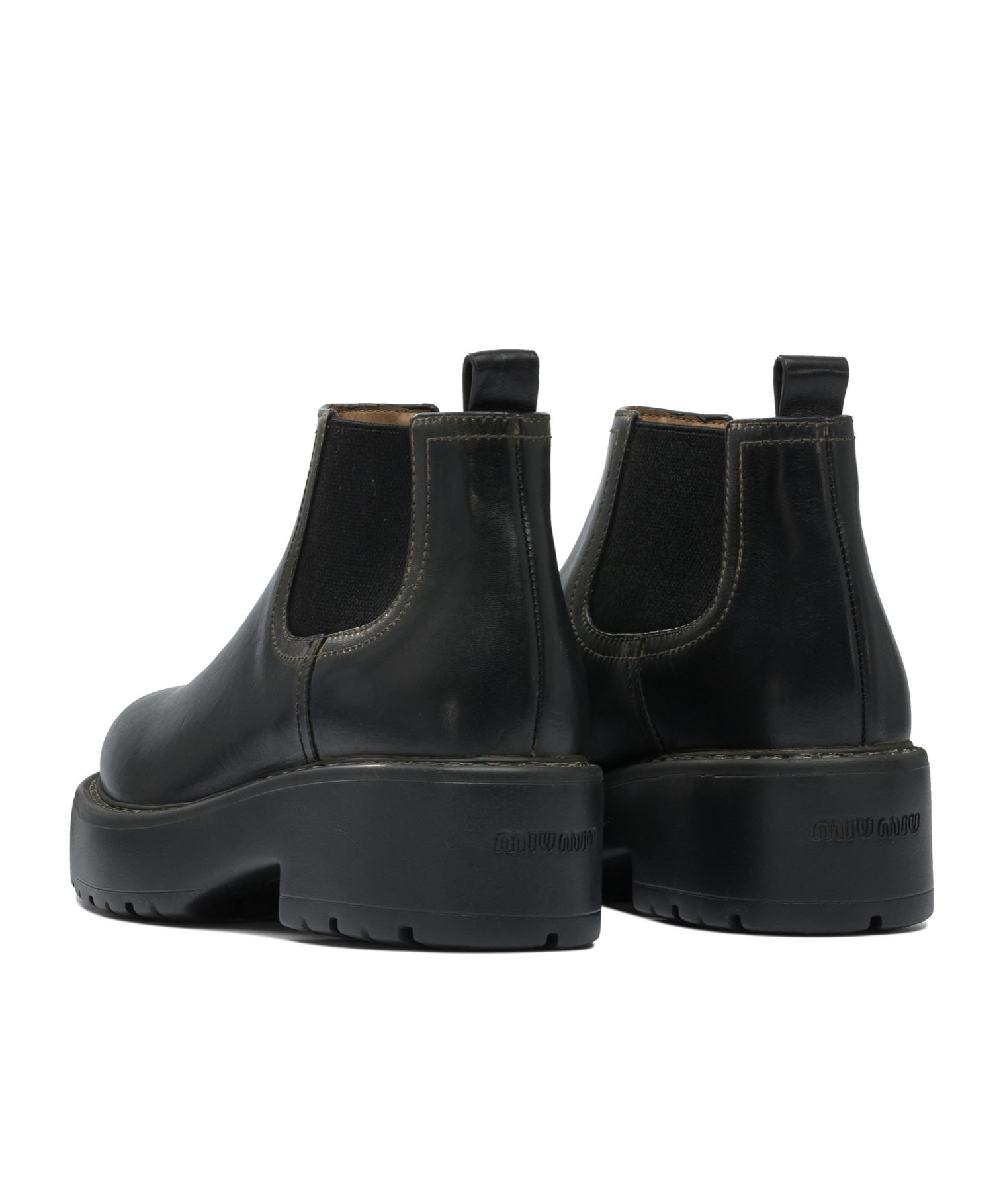 Miu Miu Round Toe Ankle Boots In Black