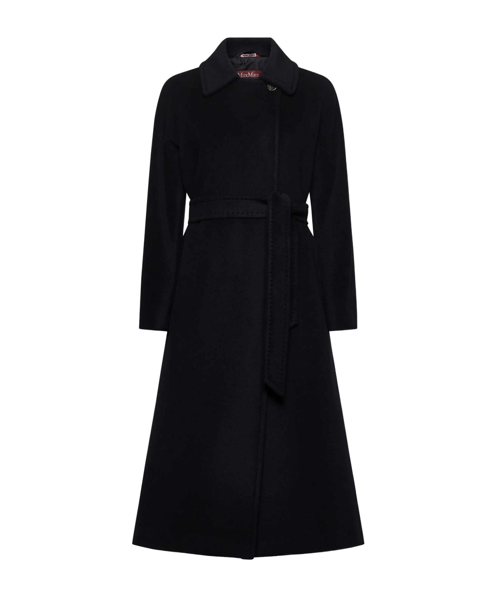 Max Mara Baby Straight Hem Belted Coat In Black