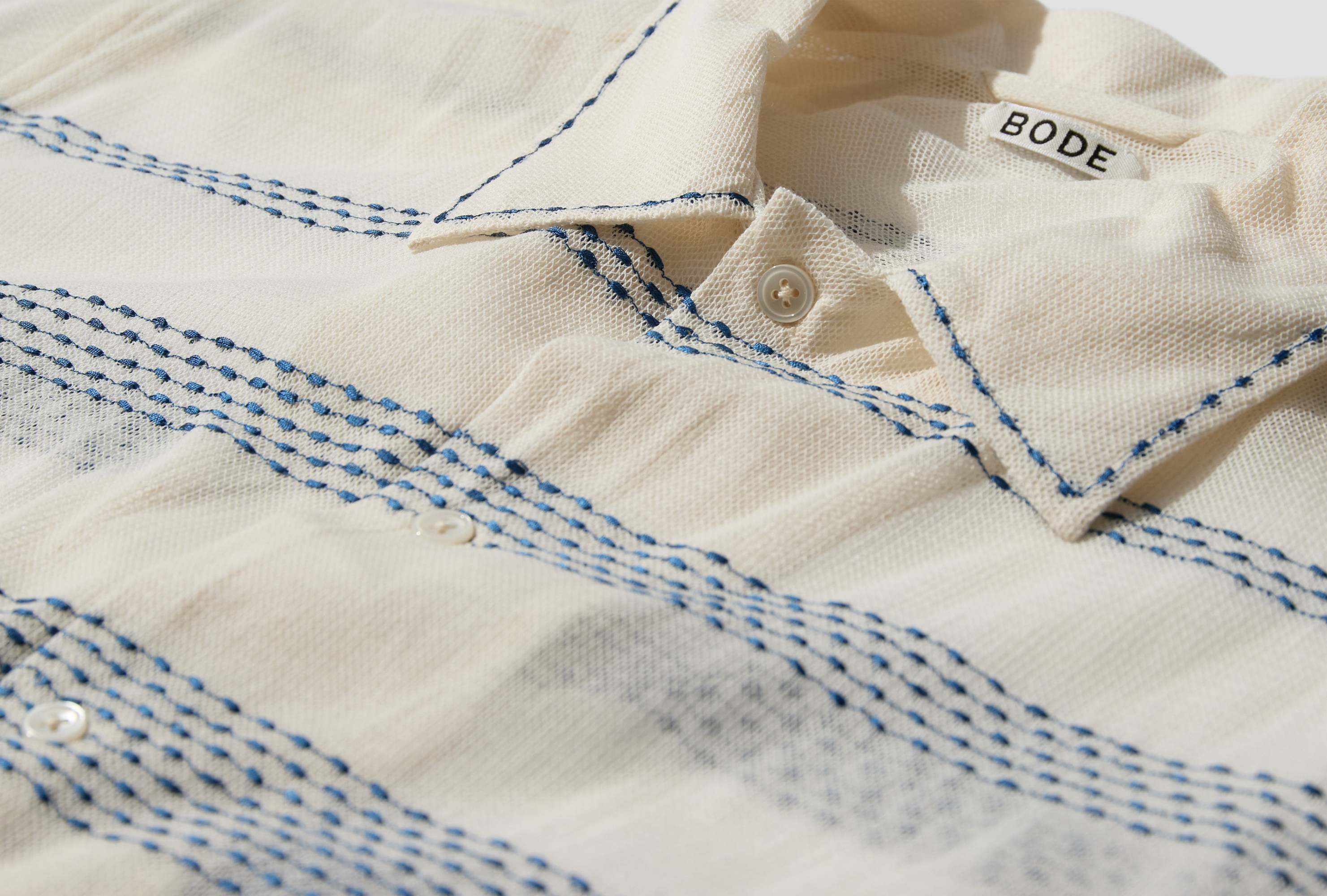 Bode Off-white Tile Stitch Shirt In Nude