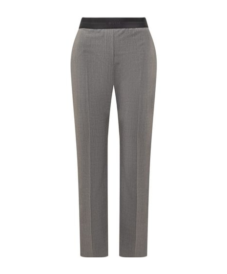 Msgm Straight-leg Virgin-wool-blend Trousers In Gray