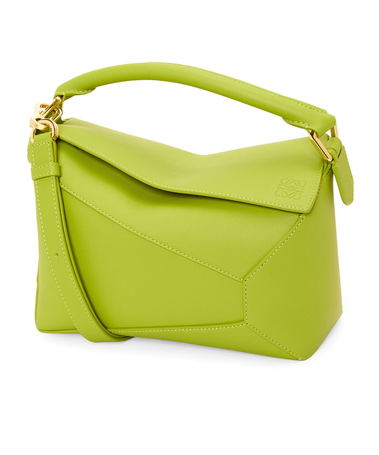 Loewe Women Puzzle Small Leather Handbag In Green