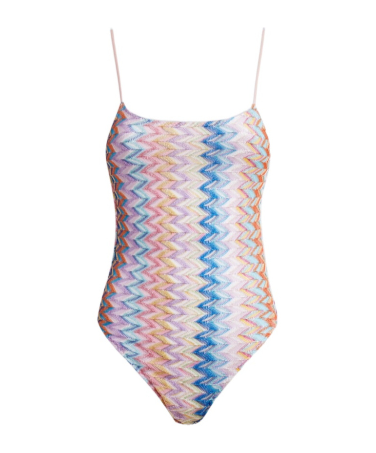 Missoni Zigzag Open-back Swimsuit In Brown