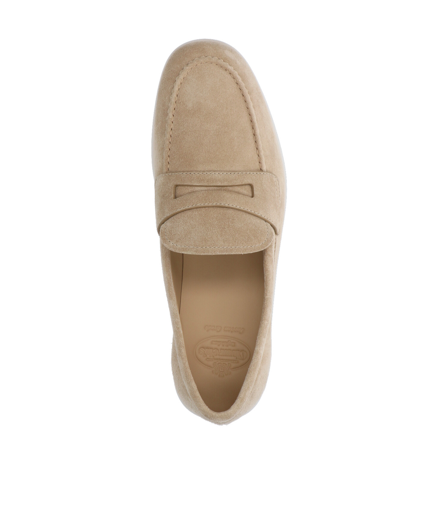 Church's Beige Suede Loafers With Classic Penny Strap Detail In Nude