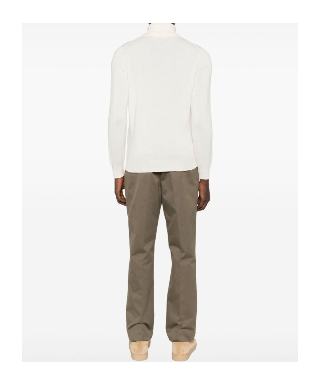 Kangra Cashmere High Turtleneck Wool-cashmere Sweater With Ribbed Cuffs In White