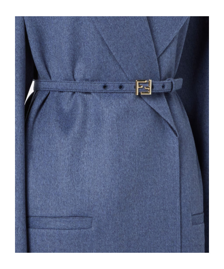 Fendi Blue Cashmere Coat In Blue