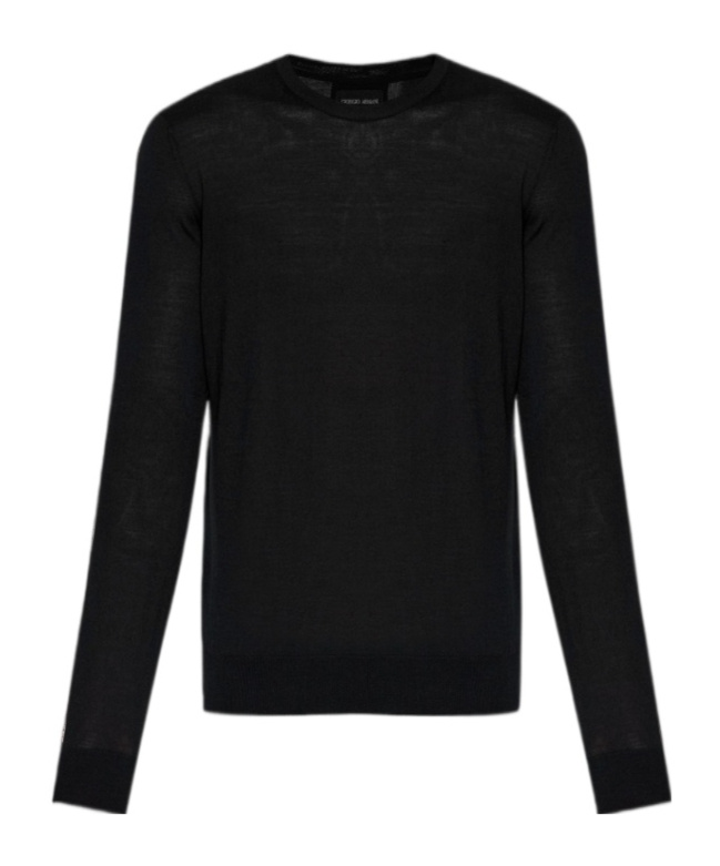 Giorgio Armani Fine Knit Virgin-wool Jumper In Black
