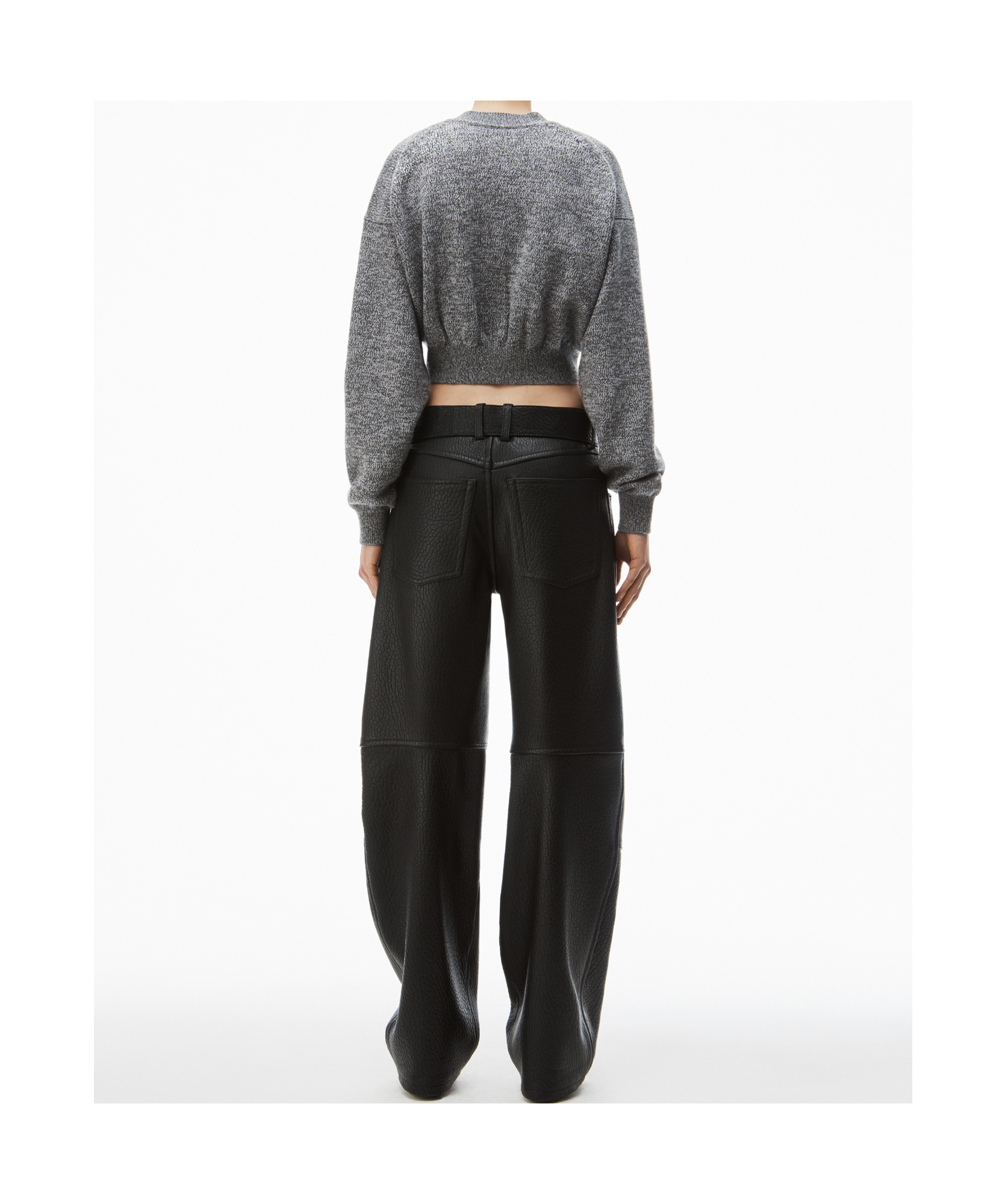 ALEXANDER WANG T BY ALEXANDER WANG LOGO DEBOSSED CROPPED CARDIGAN