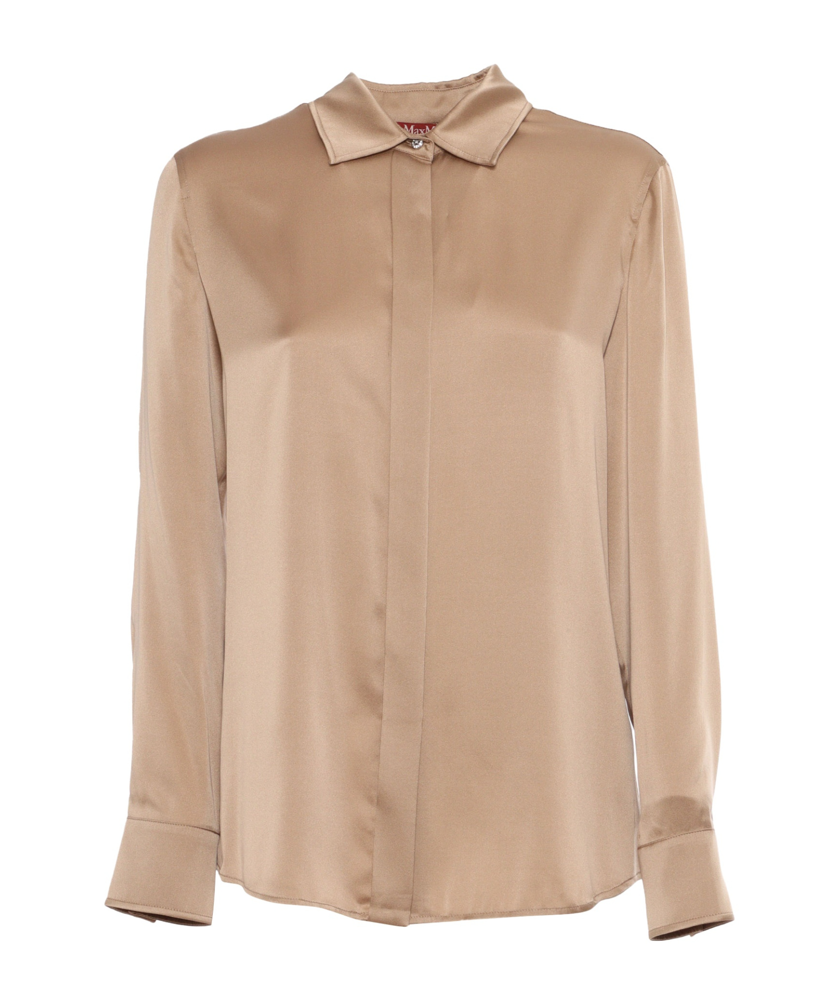 Shop Max Mara Studio Buttoned Long-sleeved Top In Nude