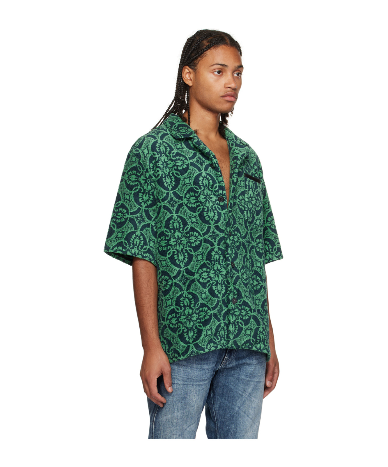 Marine Serre Graphic-print Short-sleeve Shirt In Green