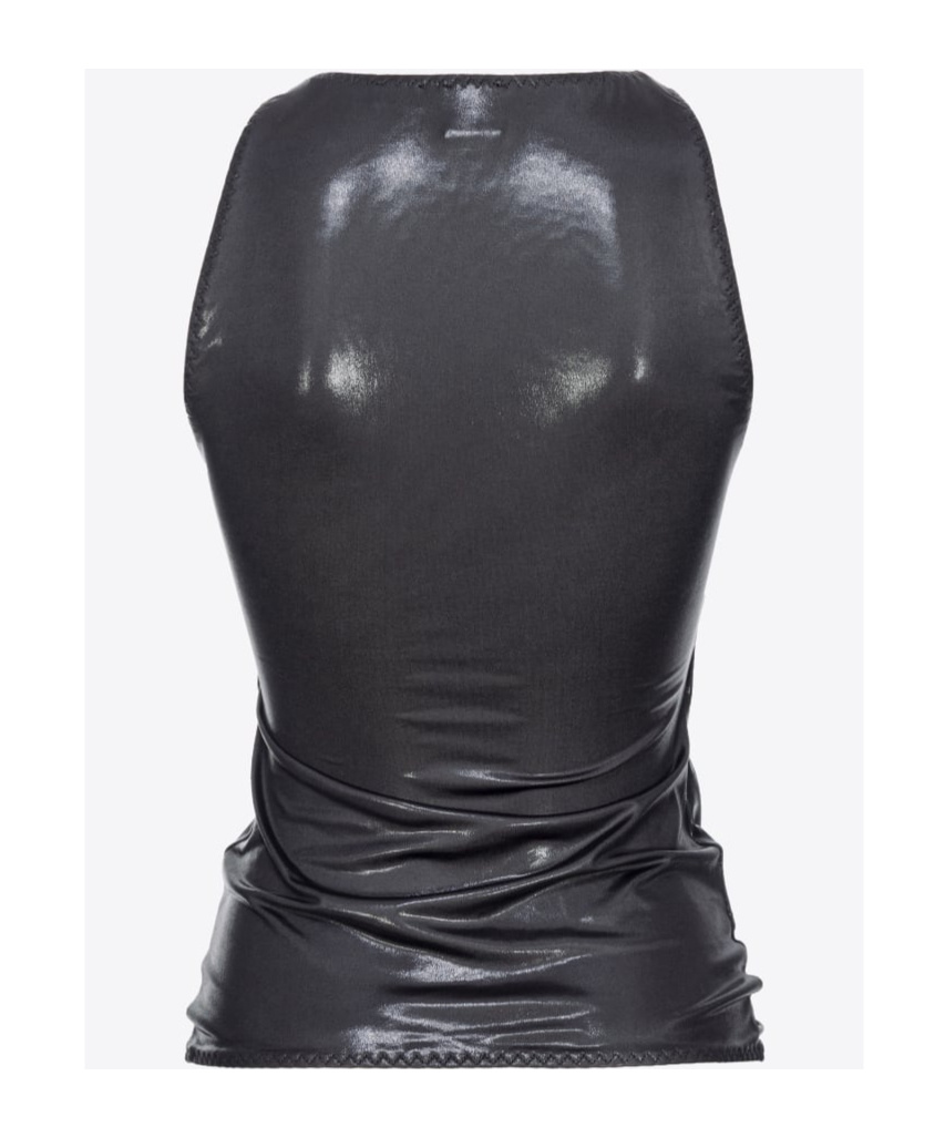Pinko Cut-out Detail Lamé Top In Black