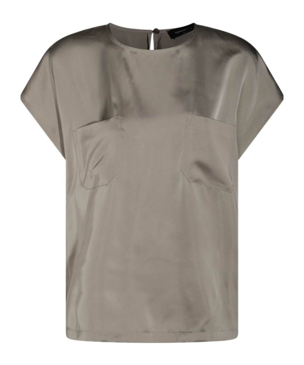 Fabiana Filippi Satin Top Sleeves Keyhole Back In Gray