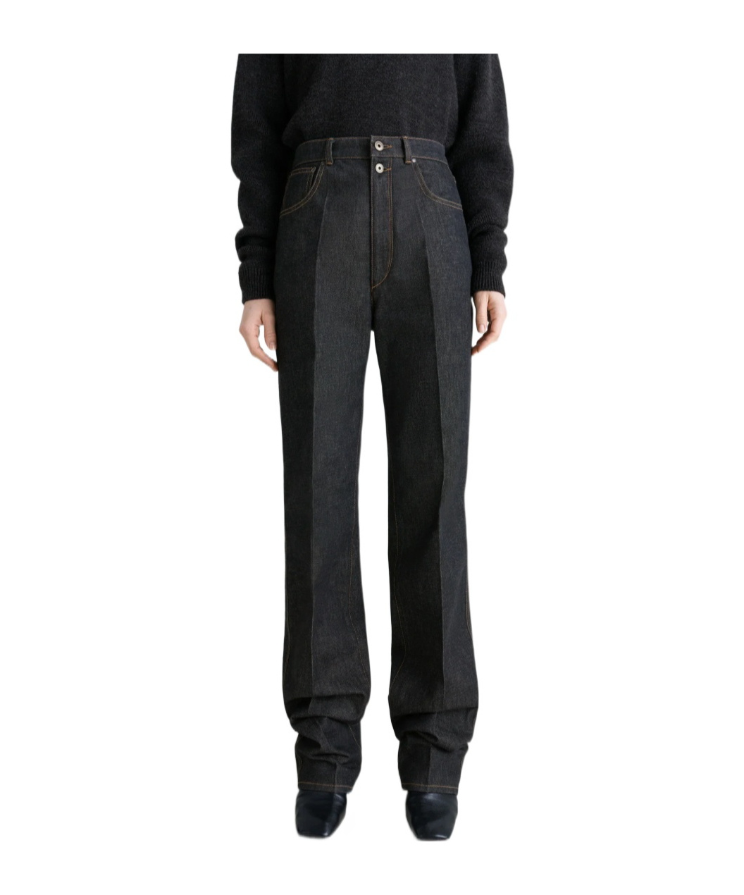Lemaire High Waisted Straight Pants In Black