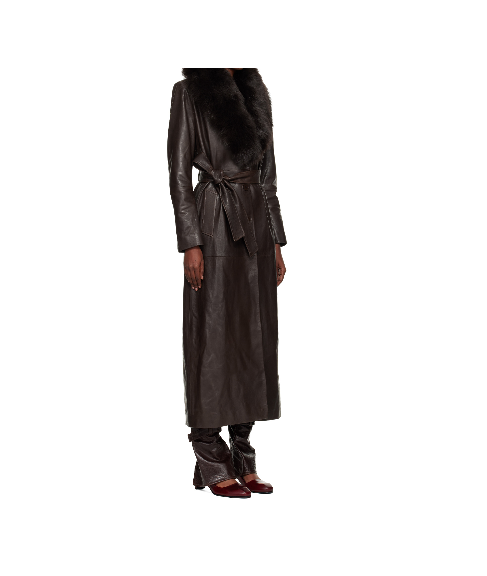 Nour Hammour Long-sleeved Coat In Brown