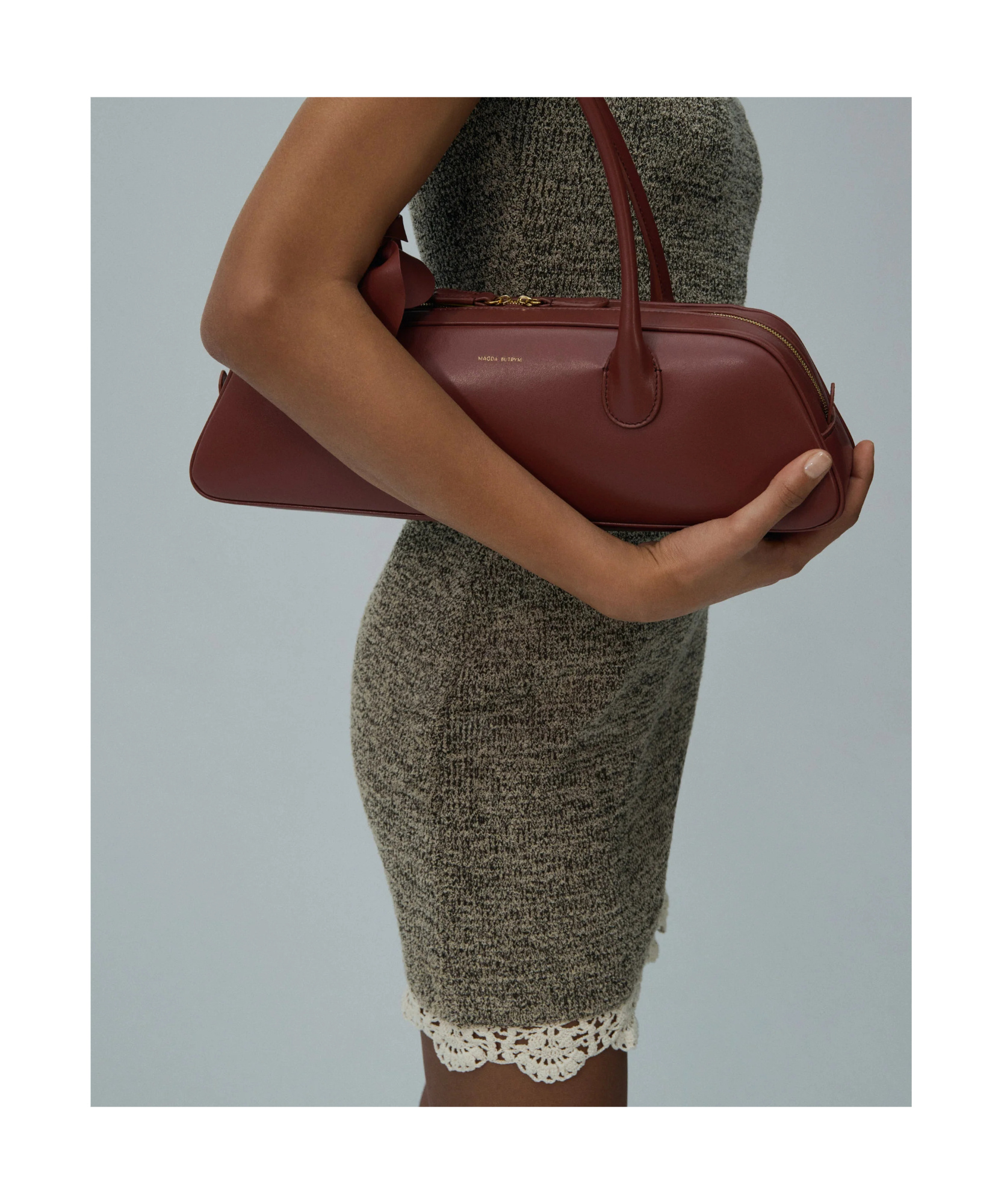 Magda Butrym Women Melange Brown Knit Mini Dress In Neutral