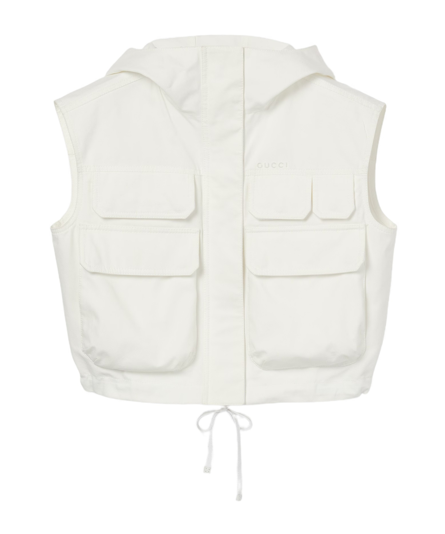 Gucci Light Cotton Canvas Gilet With Embroidery In White