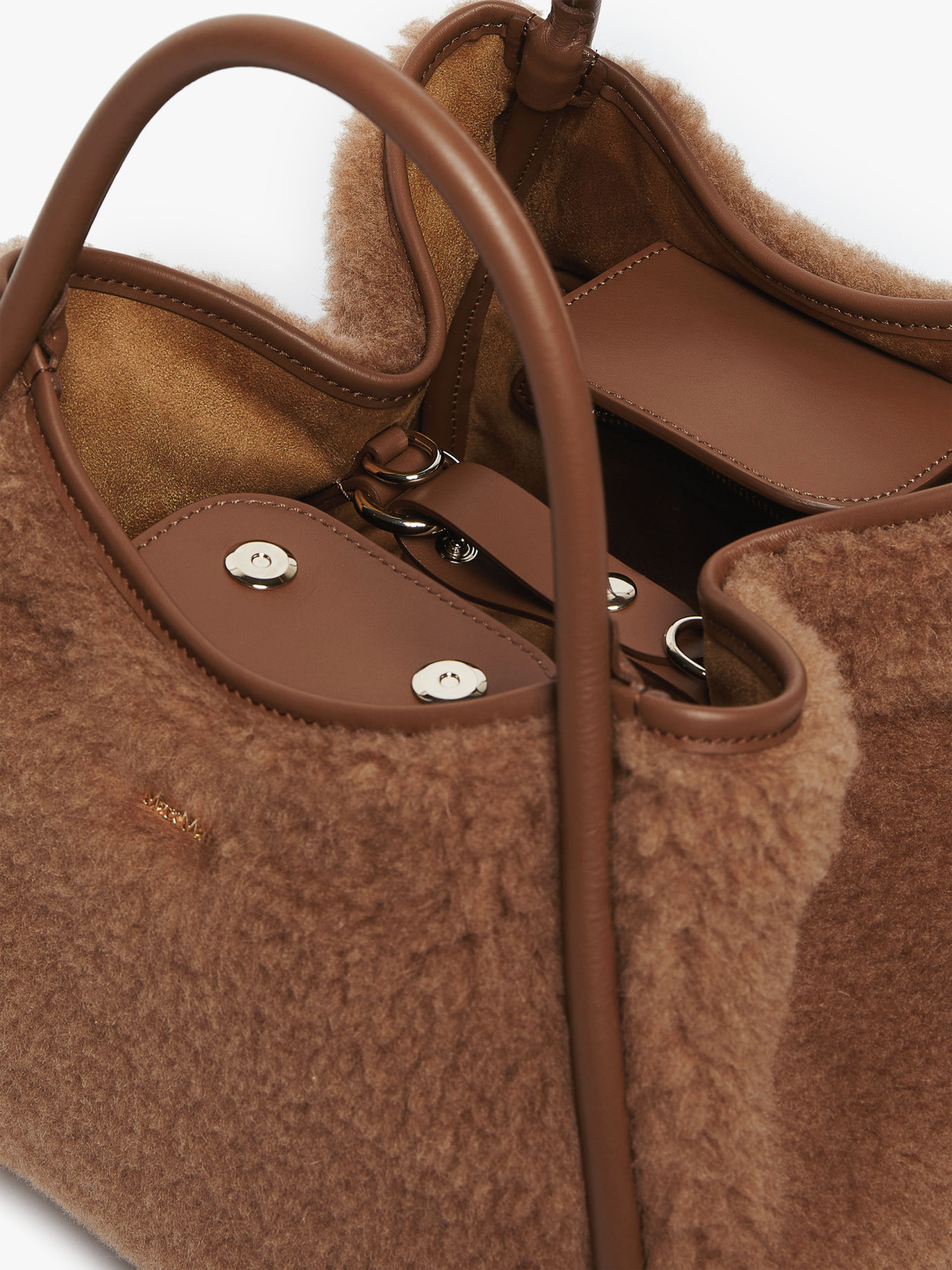 Max Mara Teddy Top Handle Bag In Brown