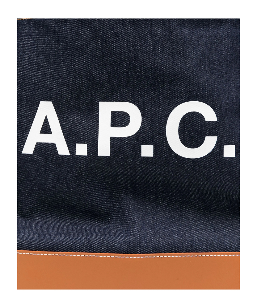 Apc Medium Logo-detail Denim Tote Bag In Black