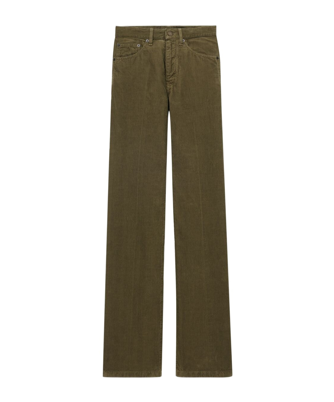 Saint Laurent Clyde Cotton-corduroy Slim-leg Pants In Green