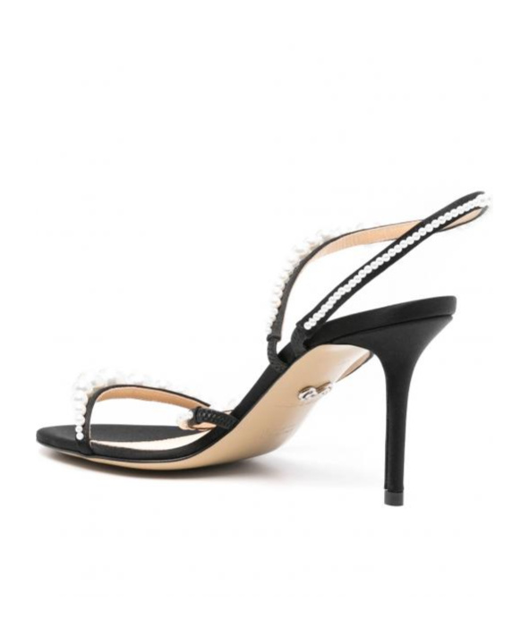 Mach&mach Mach & Mach Sirene Satin Round Toe Pearl Sandals Shoes In White
