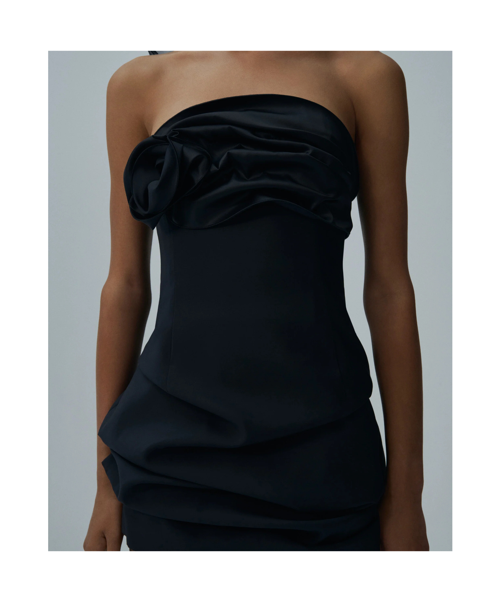 Magda Butrym Off-the-shoulder Black Mini Dress With Floral Accent In Black