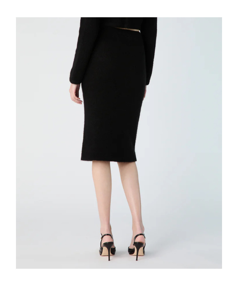 Alessandra Rich Midi Skirt In Alpaca Knit In Black