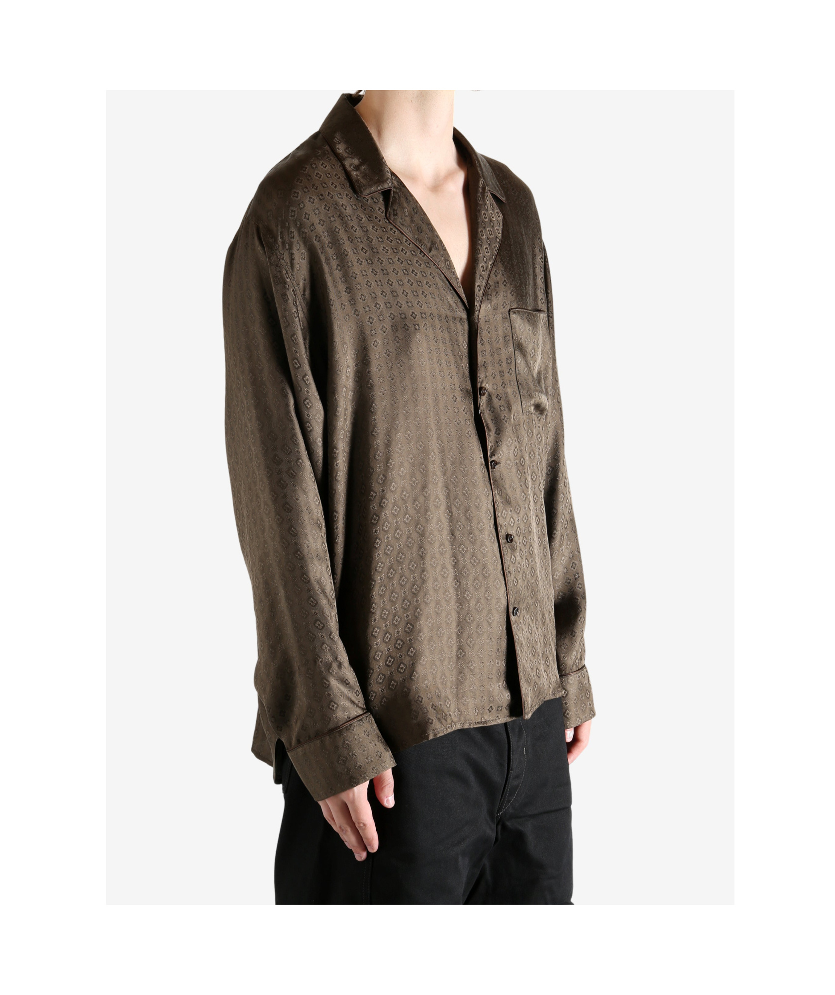 Saint Laurent Long-sleeved Pajama Shirt In Green