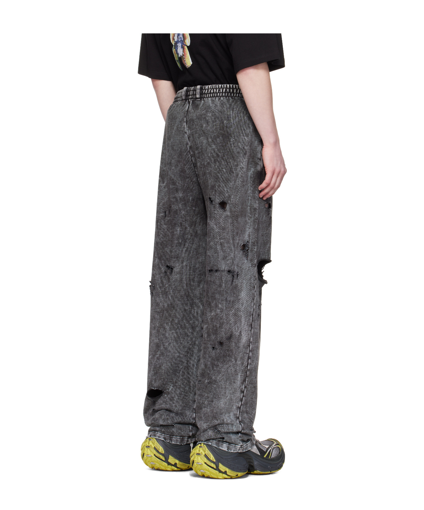 We11 Done Destroyed Jersey Sweatpants In Gray