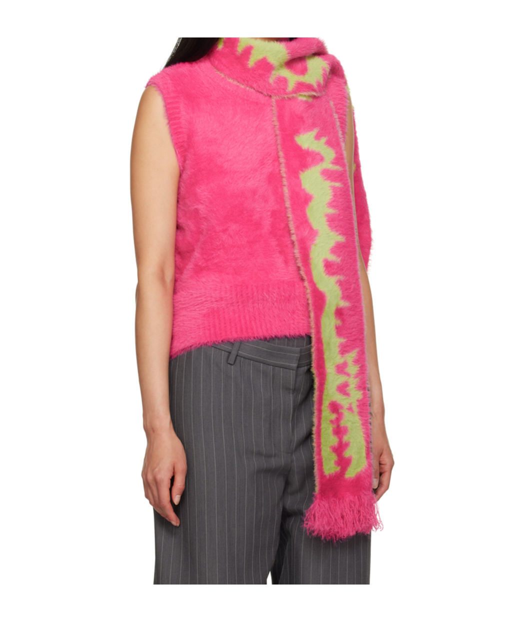 Charles Jeffrrey Loverboy Fluffy Scarf Vest In Black