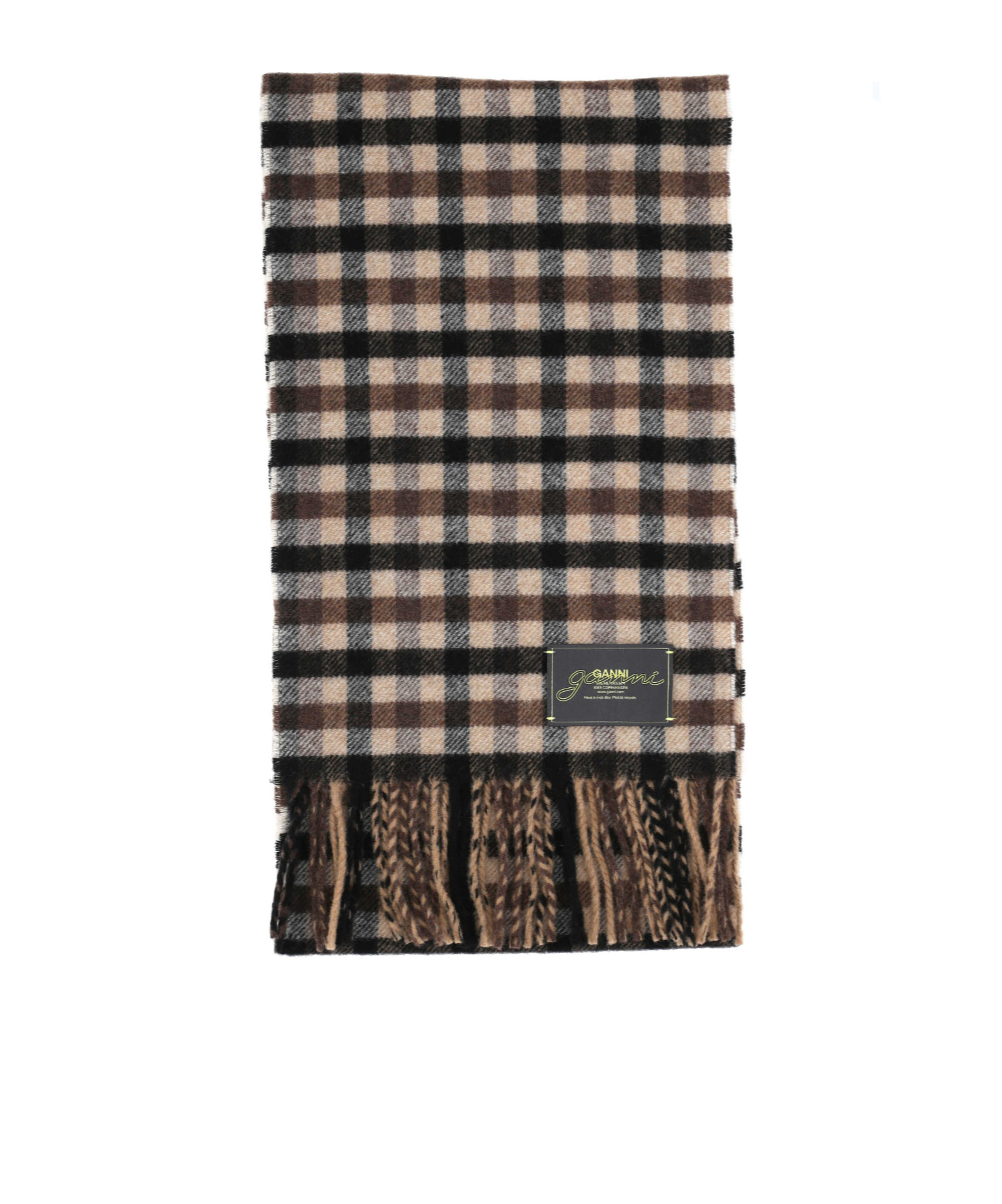 Ganni Checked Wool Scarf In Multi