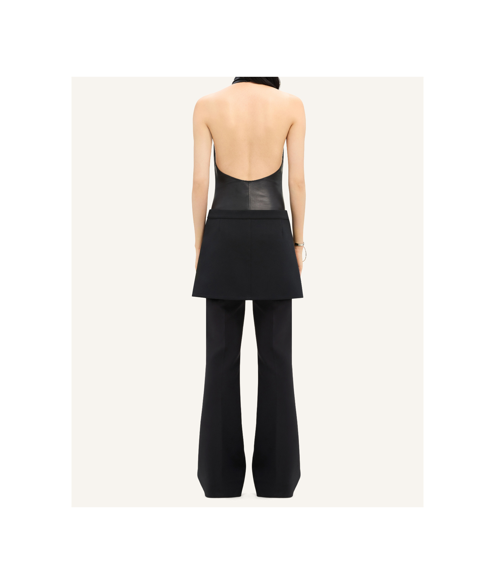 Shop Courrèges Wool Blend Flared Mid-rise Pants In Black