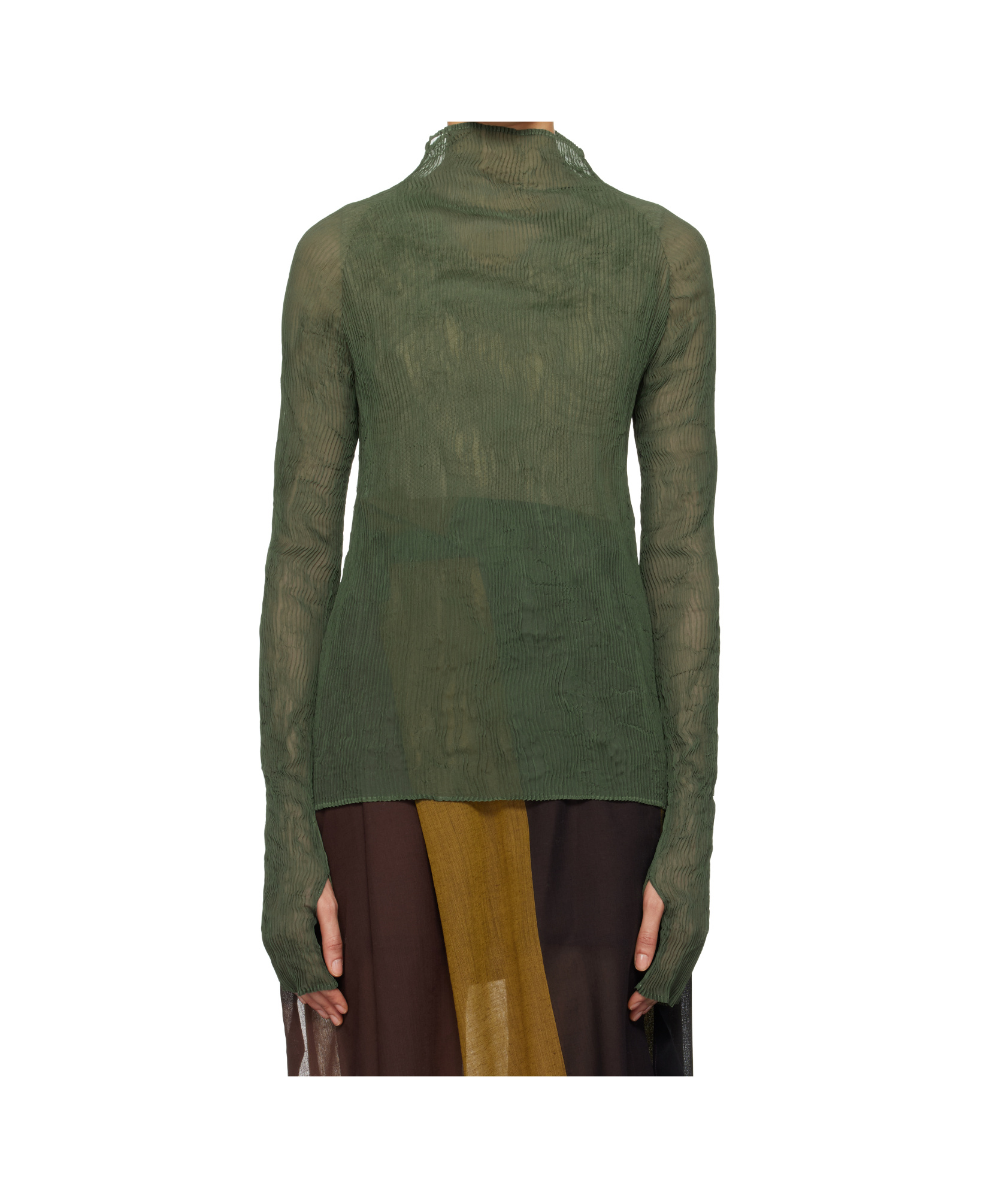 Issey Miyake Chiffon Twist 3 Sheer Top In Green