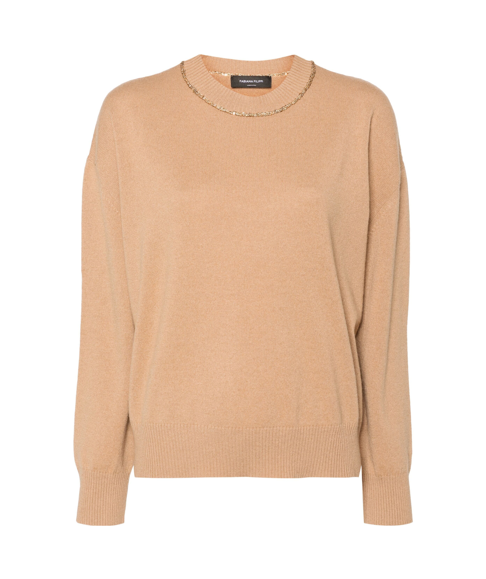 Fabiana Filippi Sequin Embellished Virgin Wool Blend Jumper In Nude