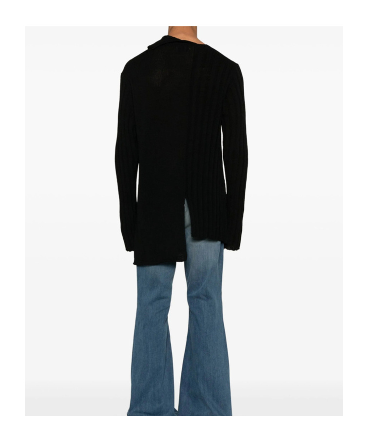Shop Yohji Yamamoto Asymmetric Cardigan In Black