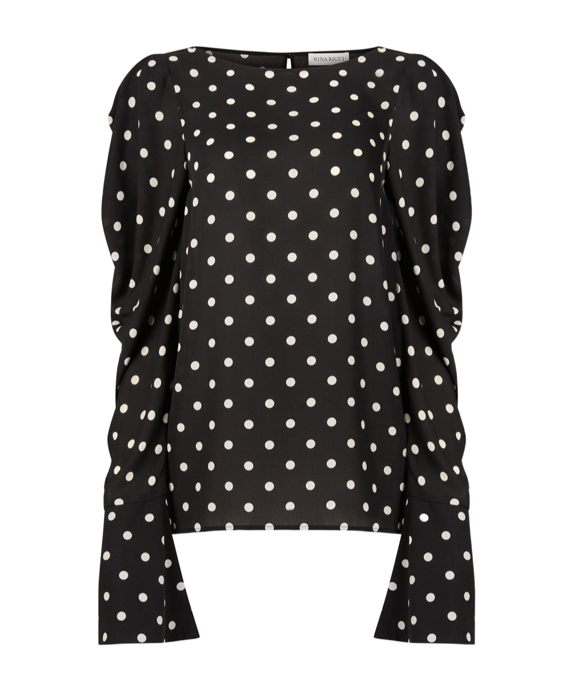 Nina Ricci Polka Dot-print Puff Sleeve Mini Dress In Black