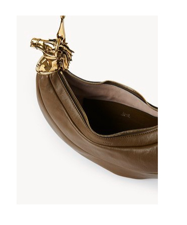 Chloé Logo Shoulder Bag In Deep Khaki