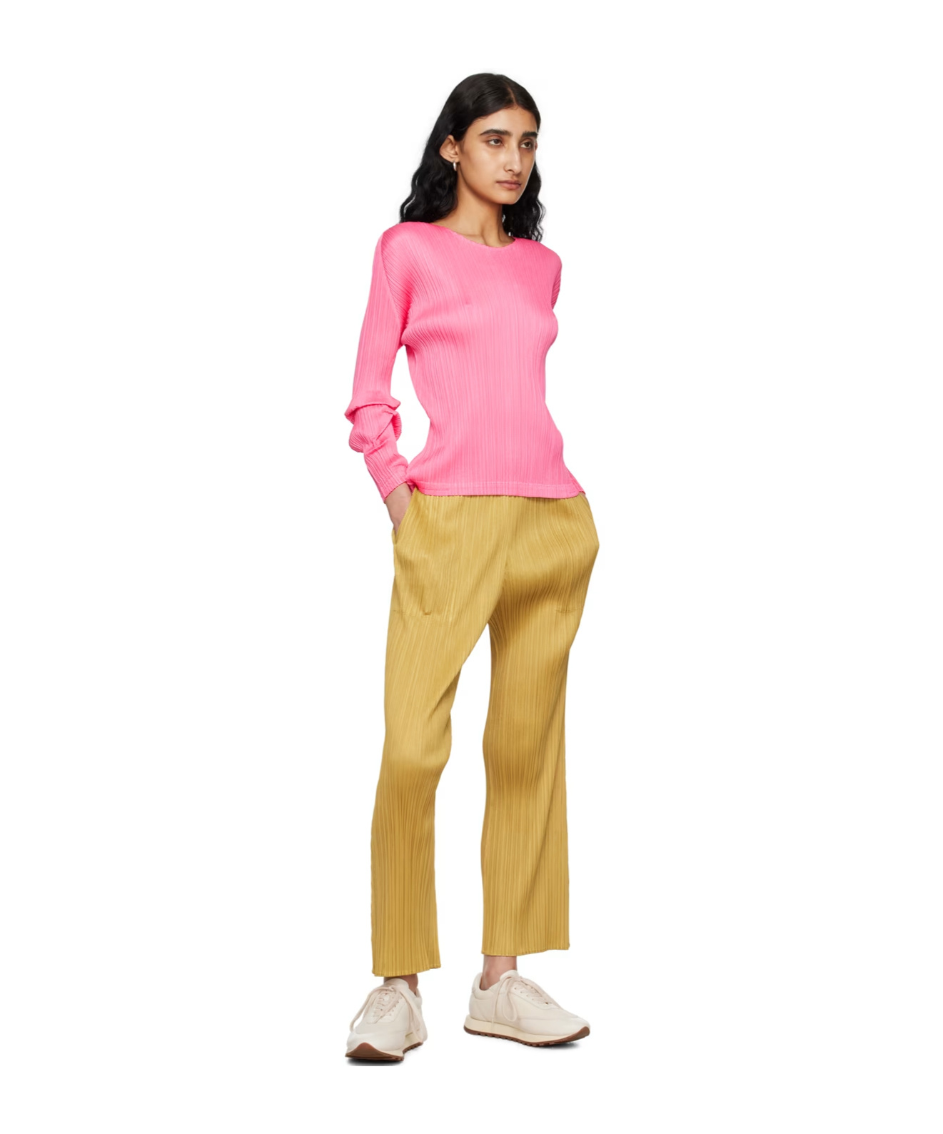 Shop Issey Miyake Pleated Trousers In Brown