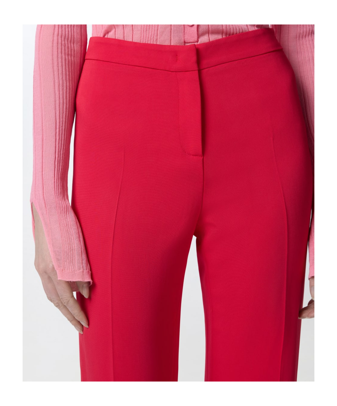 Pinko Flared Elegant Trousers In Technical Cady In Red