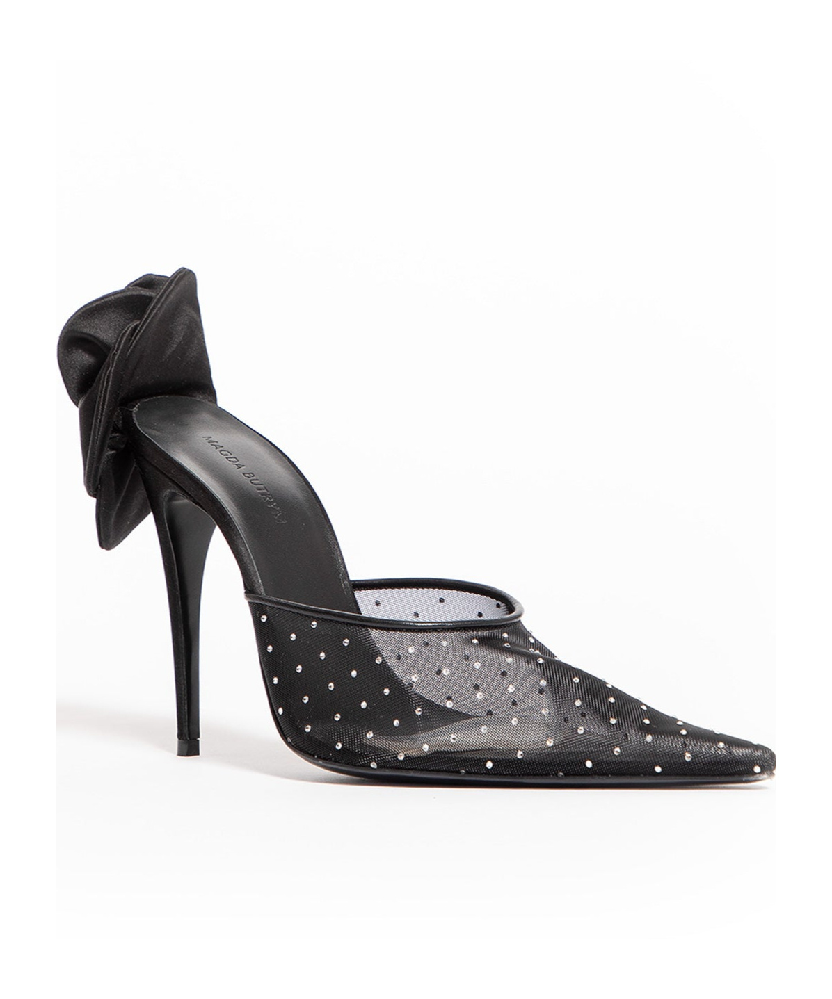 Magda Butrym Rose Crystal Mesh Mules In Black