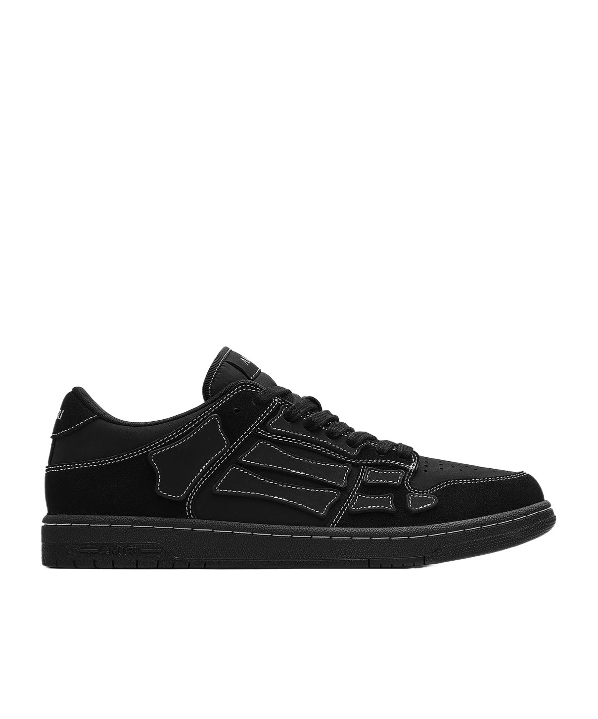 Amiri Sneaker Skel Top Low Black In Leather And Suede Men In Black